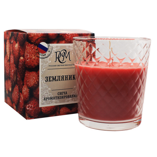 Свеча в стакане ЗЕМЛЯНИКА, 30 ч