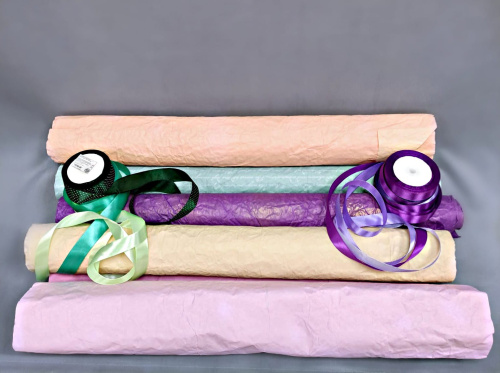 Упаковка эко-крафт жатый + атласная лента