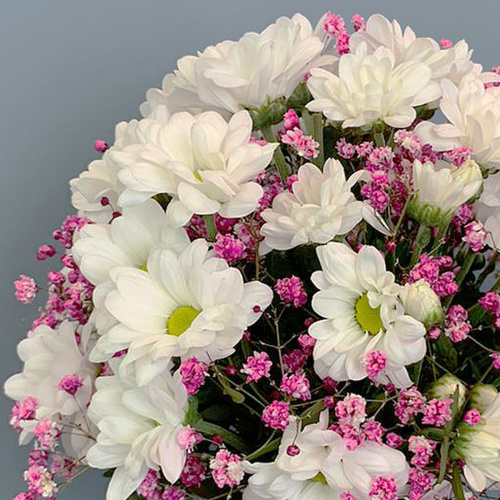 Стаканчик с хризантемой и розовой гипсофилой арт. 66995-Р